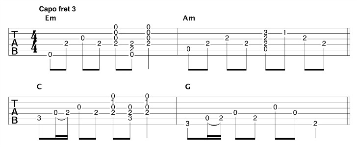 Embellished capo chord progression 