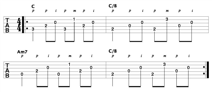 Single note fingerpicking progression