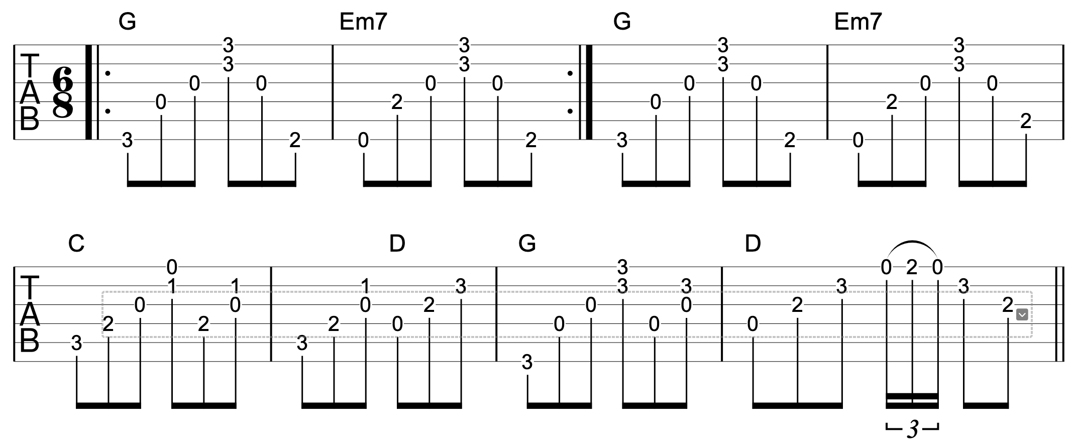 6/8 Fingerpicking Example 3