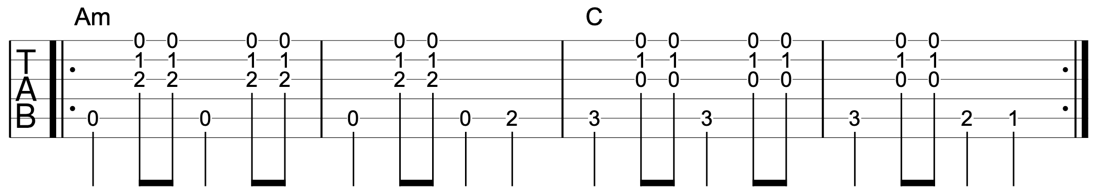 Bass Note Connection Am C 2