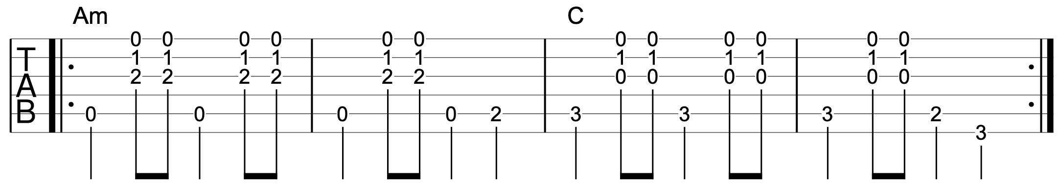 Bass Note Connection Am C 3