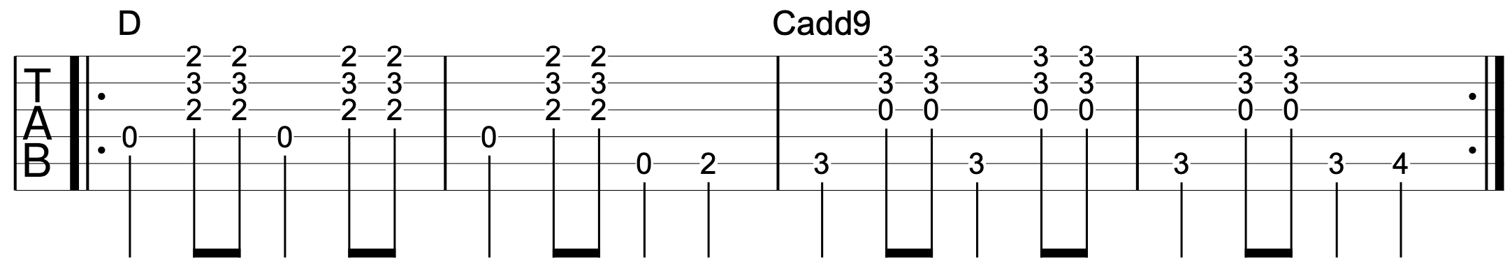 Bass Note Connection D Cadd9 1
