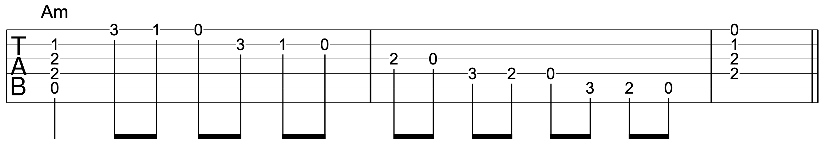 Chord Melody Guitar Exercise Am