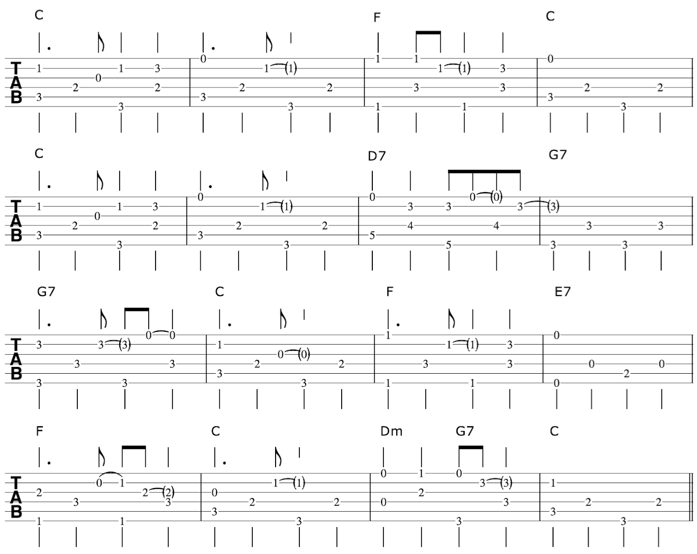 Travispicking Guitar Arrangement Syncopation