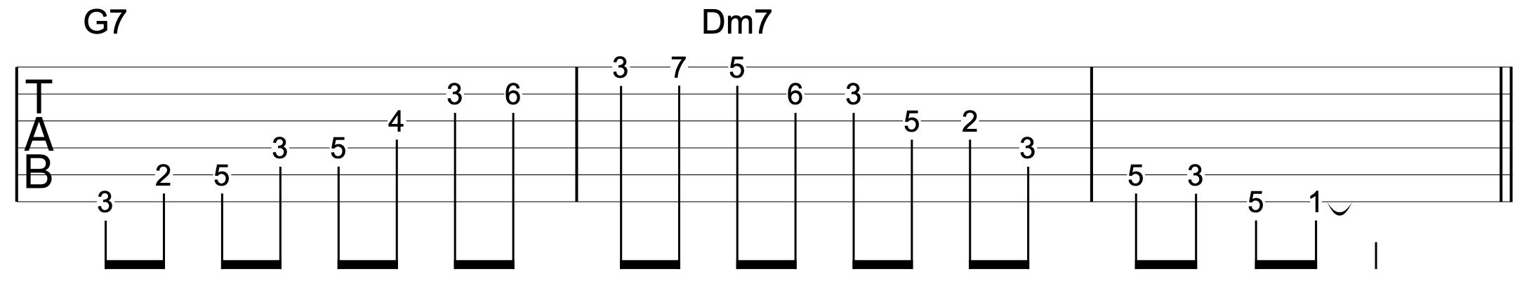 Guitar Arpeggio Solo G7 Dm7 Tab