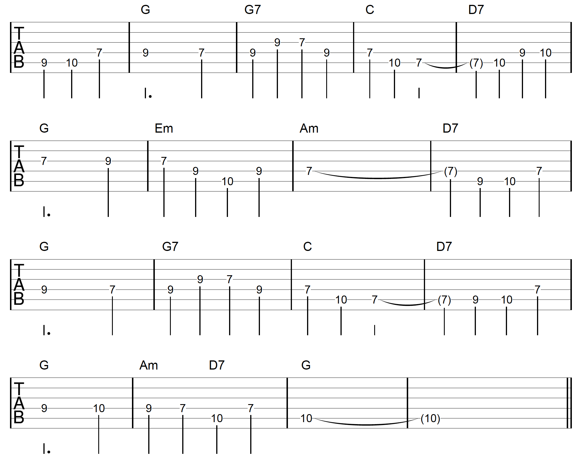 Open String Melody Danny Boy Fretted