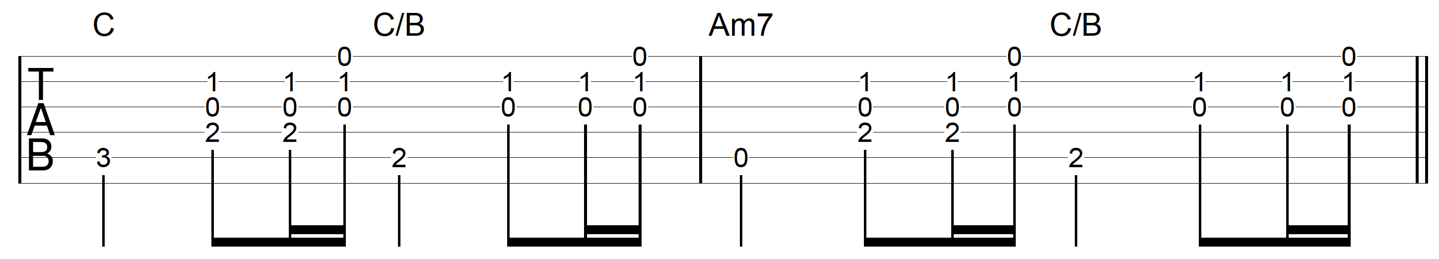 Slash Chord Guitar Example 1-3