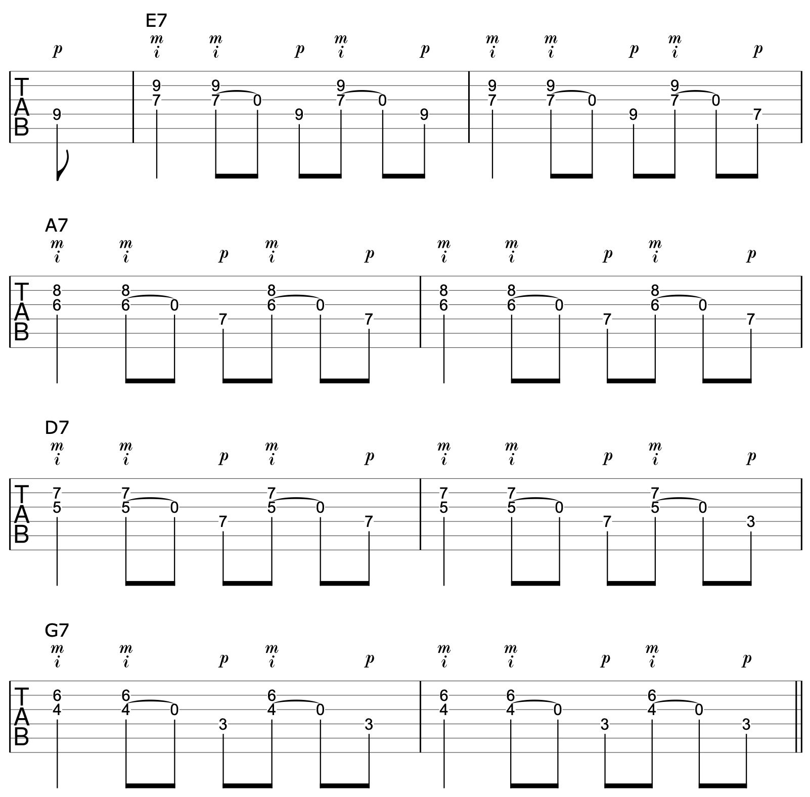 Travis Picking Guitar Riff Application 1
