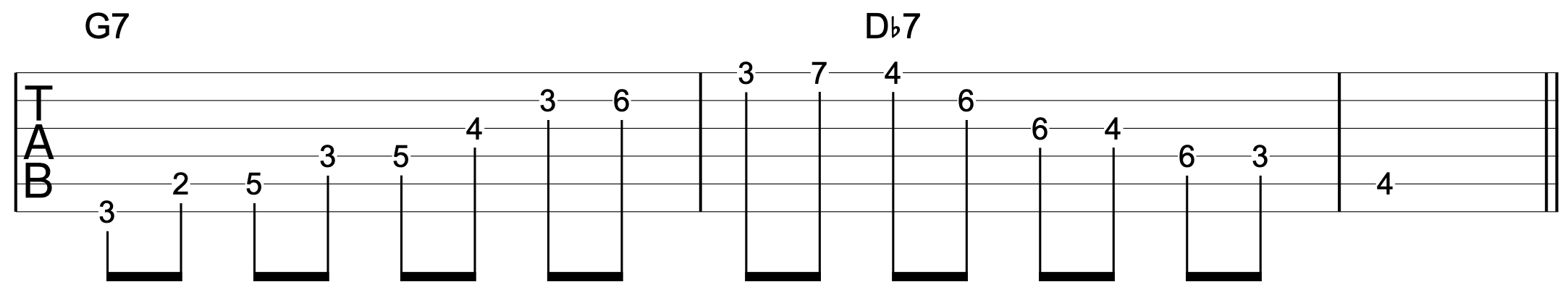 Tritone Substitution Arpeggio G7 Db7 Exercise